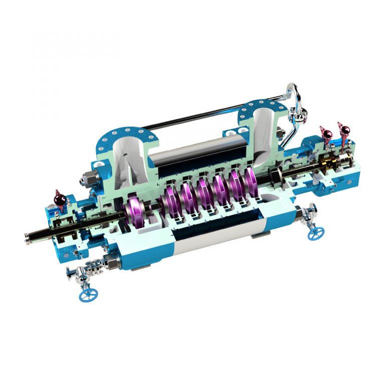 A multi-stage centrifugal pump works by placing several impellers in series